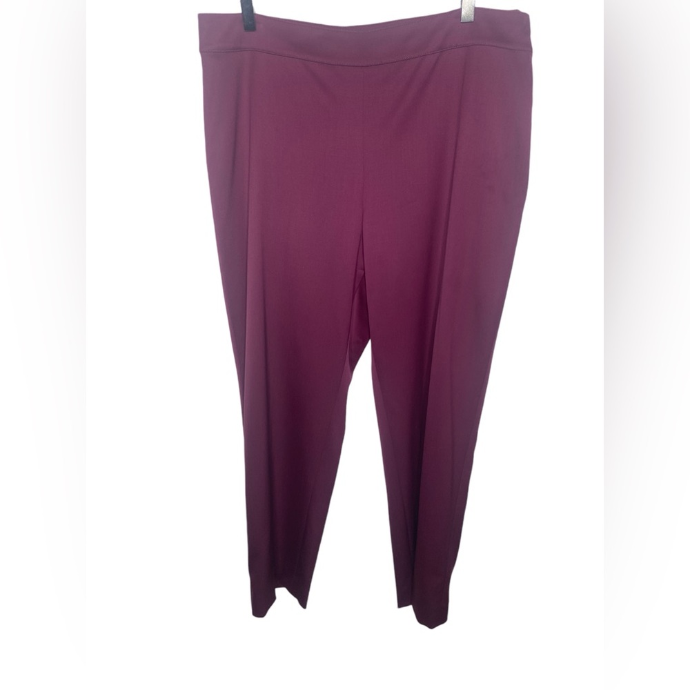 ST JOHN Magenta Wool Spandex Classic Flat Front Seasonal Trousers Size 14